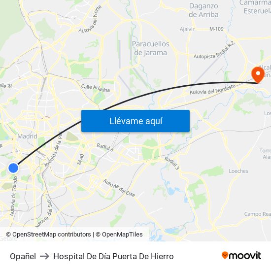 Opañel to Hospital De Día Puerta De Hierro map