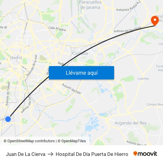 Juan De La Cierva to Hospital De Día Puerta De Hierro map