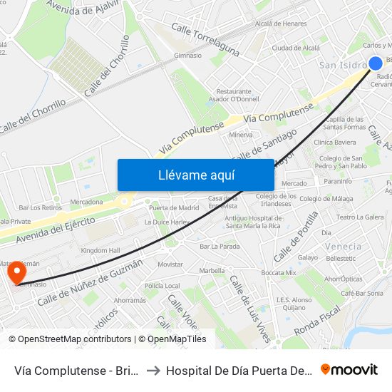Vía Complutense - Brihuega to Hospital De Día Puerta De Hierro map