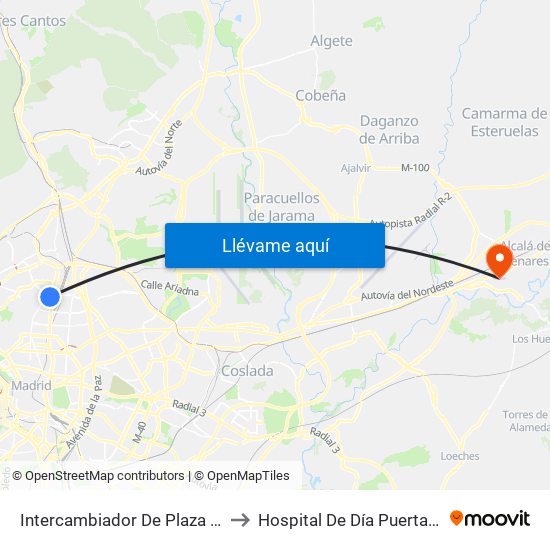 Intercambiador De Plaza De Castilla to Hospital De Día Puerta De Hierro map