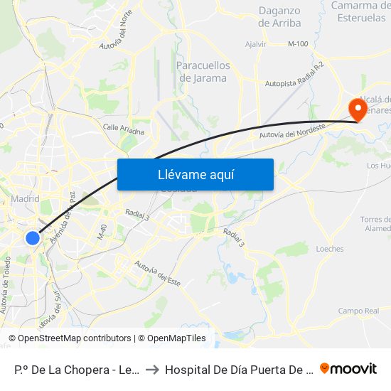 P.º De La Chopera - Legazpi to Hospital De Día Puerta De Hierro map