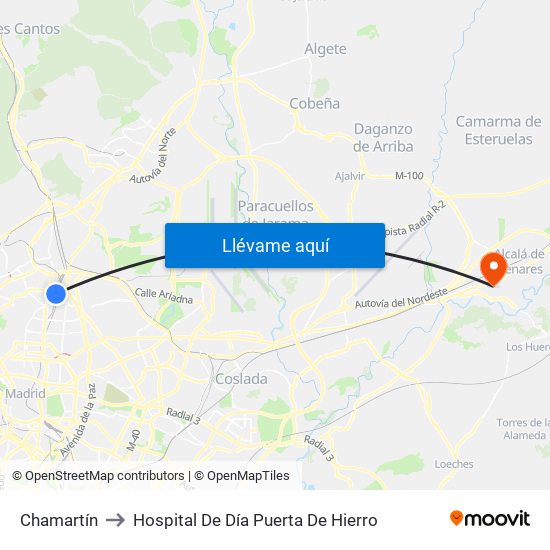 Chamartín to Hospital De Día Puerta De Hierro map