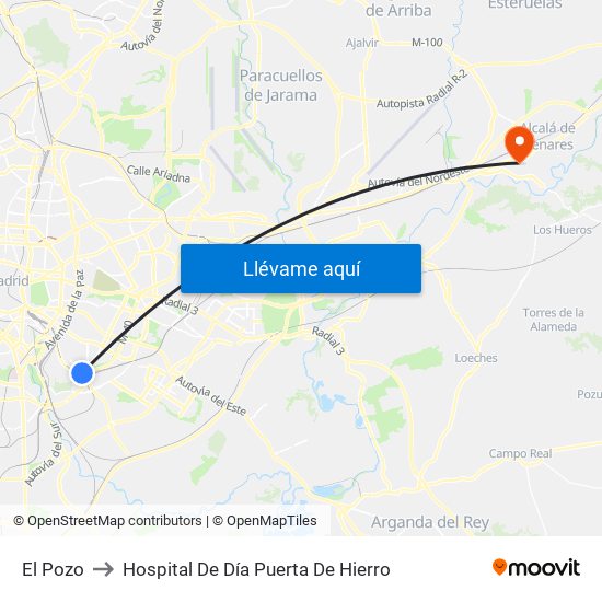 El Pozo to Hospital De Día Puerta De Hierro map