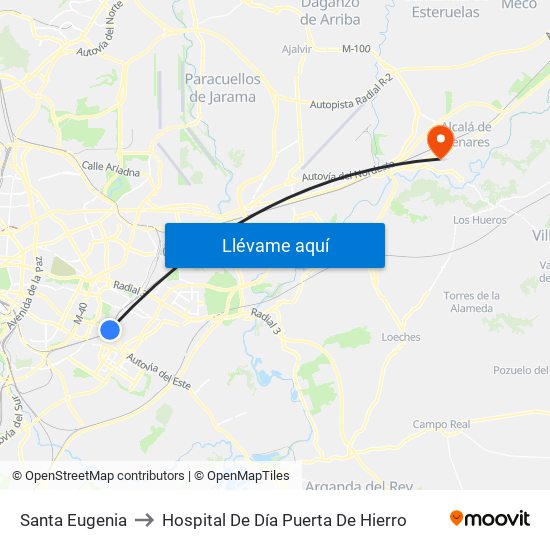 Santa Eugenia to Hospital De Día Puerta De Hierro map