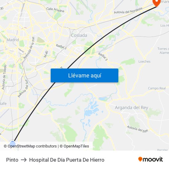Pinto to Hospital De Día Puerta De Hierro map