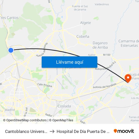 Cantoblanco Universidad to Hospital De Día Puerta De Hierro map