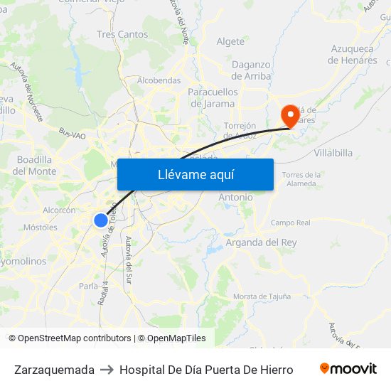 Zarzaquemada to Hospital De Día Puerta De Hierro map