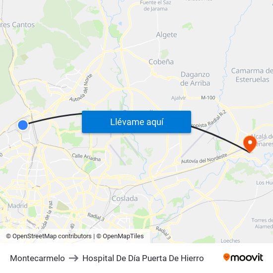 Montecarmelo to Hospital De Día Puerta De Hierro map