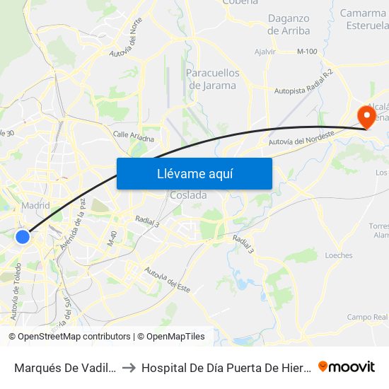 Marqués De Vadillo to Hospital De Día Puerta De Hierro map
