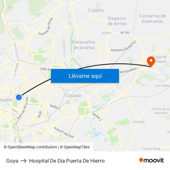 Goya to Hospital De Día Puerta De Hierro map