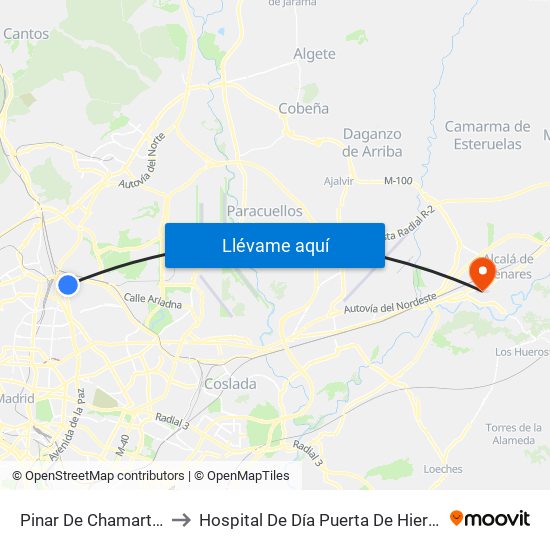 Pinar De Chamartín to Hospital De Día Puerta De Hierro map