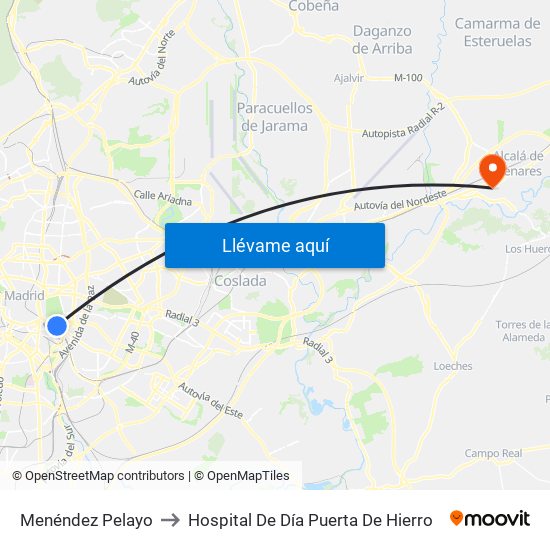 Menéndez Pelayo to Hospital De Día Puerta De Hierro map