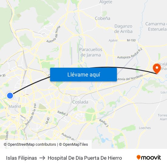 Islas Filipinas to Hospital De Día Puerta De Hierro map