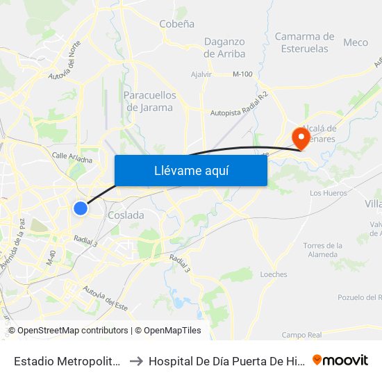 Estadio Metropolitano to Hospital De Día Puerta De Hierro map