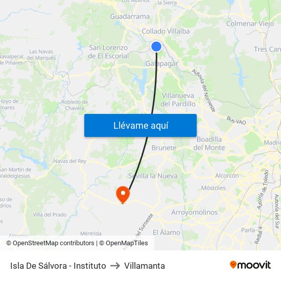 Isla De Sálvora - Instituto to Villamanta map