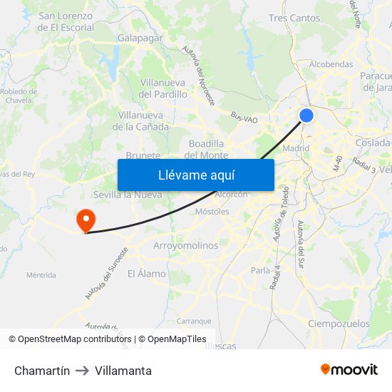 Chamartín to Villamanta map