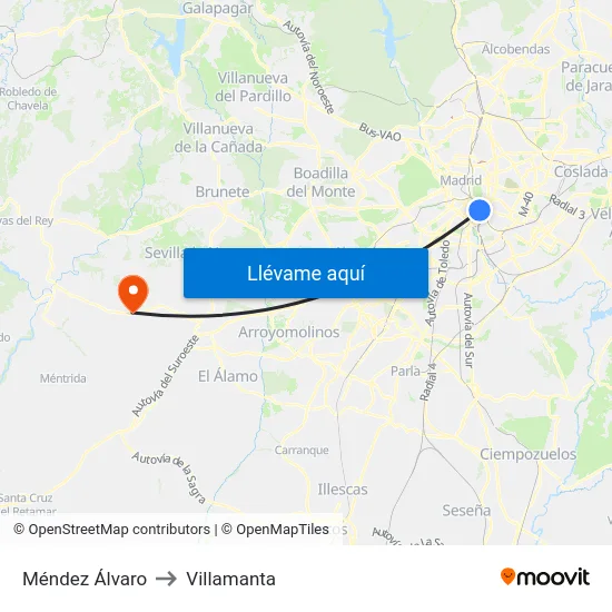 Méndez Álvaro to Villamanta map