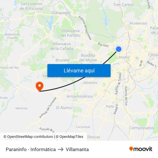 Paraninfo - Informática to Villamanta map