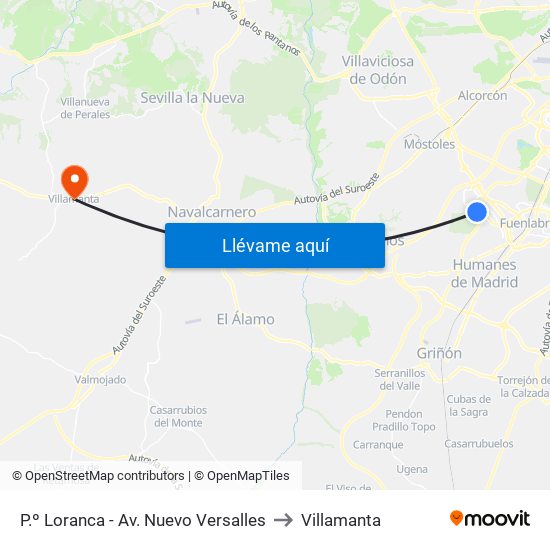 P.º Loranca - Av. Nuevo Versalles to Villamanta map