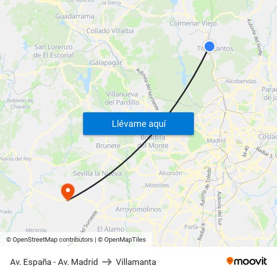 Av. España - Av. Madrid to Villamanta map
