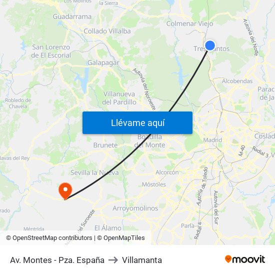 Av. Montes - Pza. España to Villamanta map
