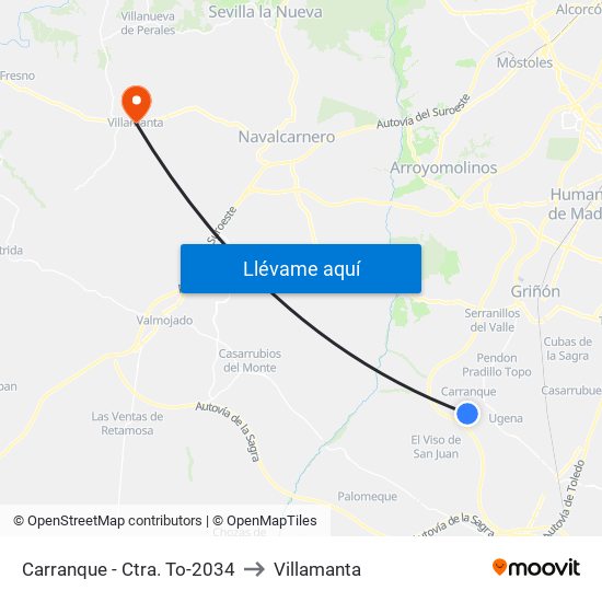 Carranque - Ctra. To-2034 to Villamanta map
