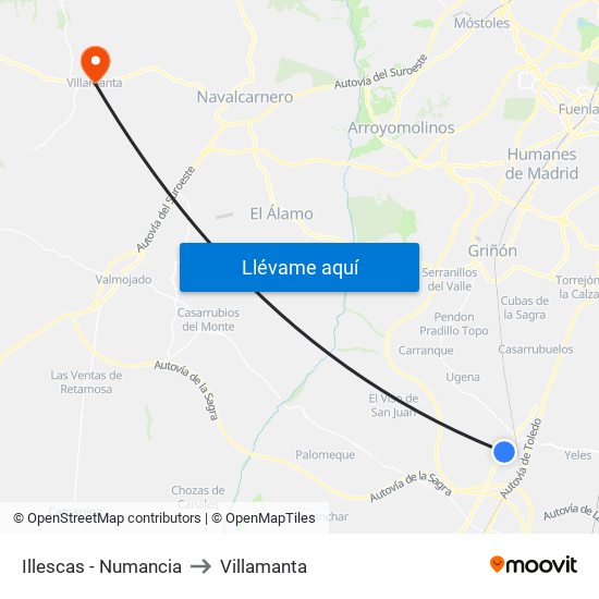 Illescas - Numancia to Villamanta map