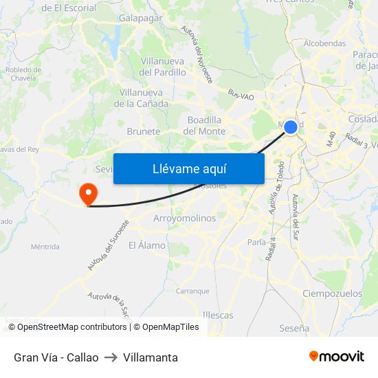 Gran Vía - Callao to Villamanta map