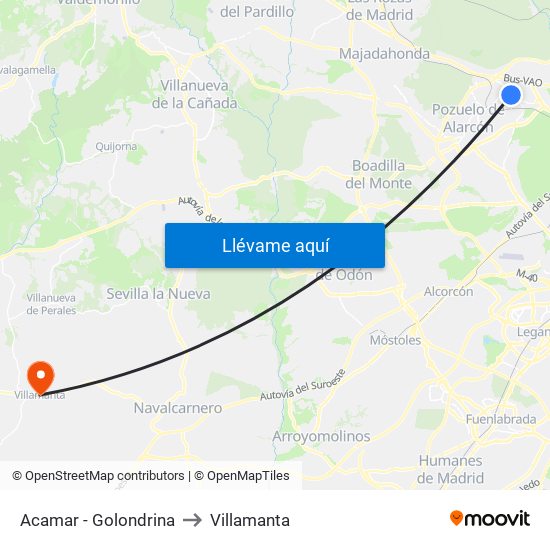 Acamar - Golondrina to Villamanta map