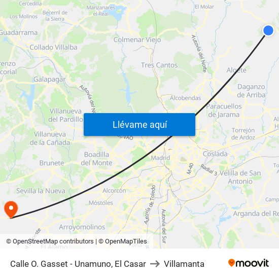 Calle O. Gasset - Unamuno, El Casar to Villamanta map