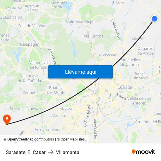 Sarasate, El Casar to Villamanta map