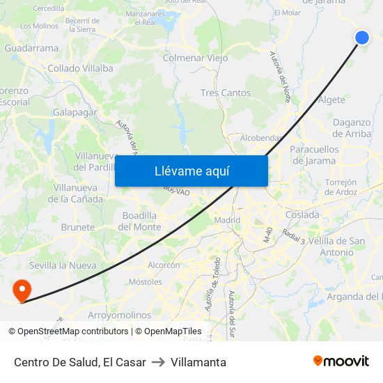 Centro De Salud, El Casar to Villamanta map