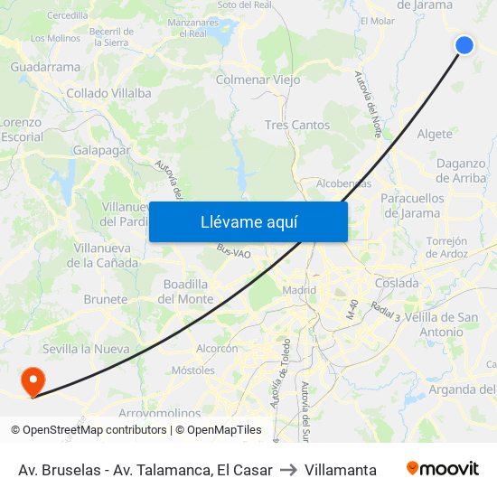 Av. Bruselas - Av. Talamanca, El Casar to Villamanta map