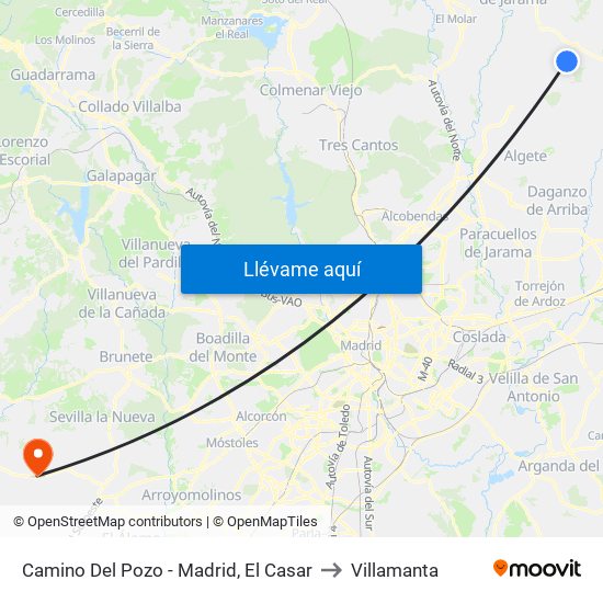 Camino Del Pozo - Madrid, El Casar to Villamanta map