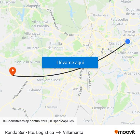 Ronda Sur - Fte. Logística to Villamanta map