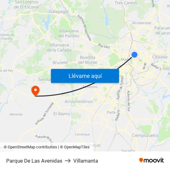 Parque De Las Avenidas to Villamanta map