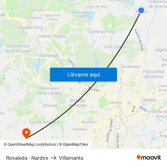 Rosaleda - Nardos to Villamanta map