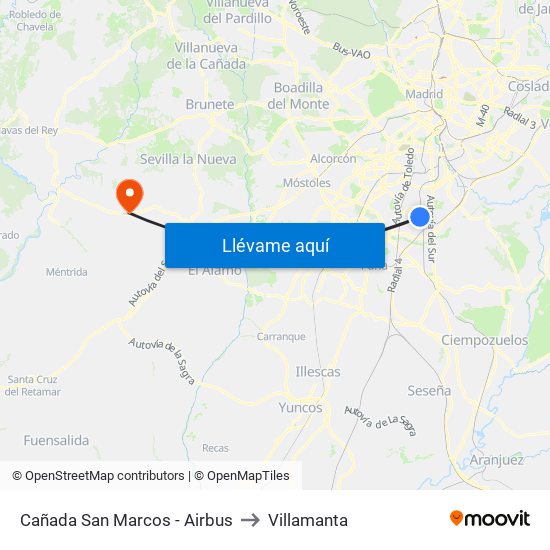 Cañada San Marcos - Airbus to Villamanta map