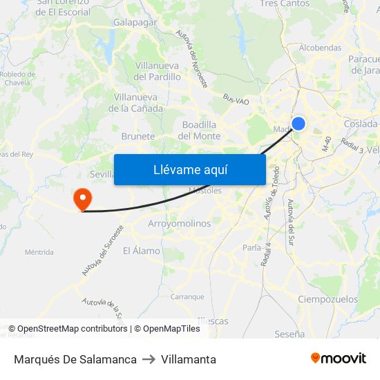 Marqués De Salamanca to Villamanta map