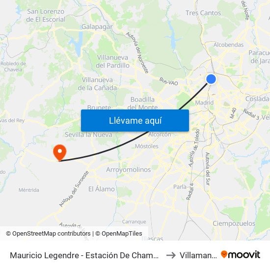 Mauricio Legendre - Estación De Chamartín to Villamanta map
