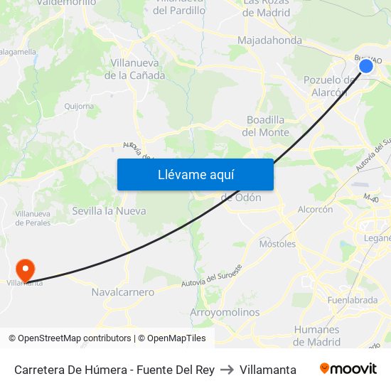 Carretera De Húmera - Fuente Del Rey to Villamanta map