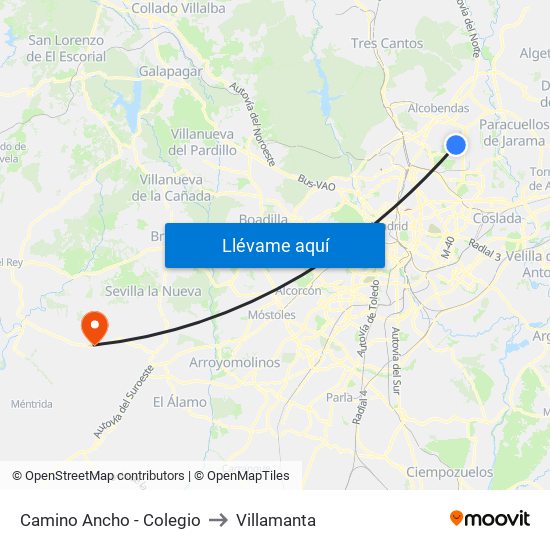 Camino Ancho - Colegio to Villamanta map