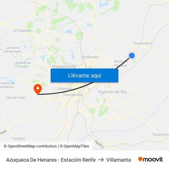 Estación Ff.Cc. Azuqueca, Azuqueca De Henares to Villamanta map