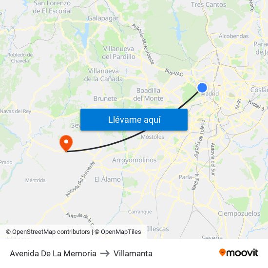 Avenida De La Memoria to Villamanta map