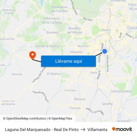 Laguna Del Marquesado - Real De Pinto to Villamanta map