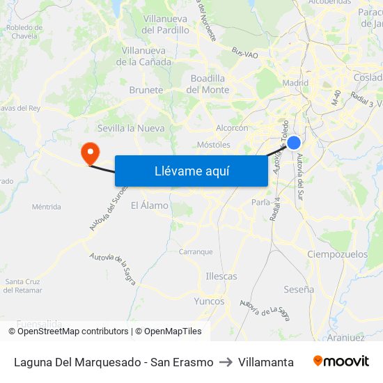 Laguna Del Marquesado - San Erasmo to Villamanta map