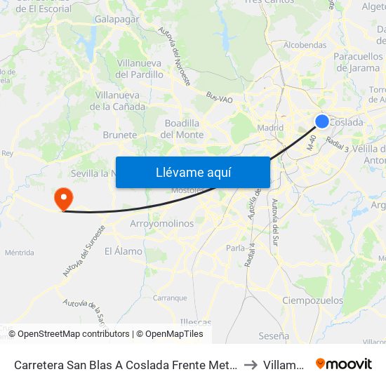 Carretera San Blas A Coslada Frente Metropolitano to Villamanta map