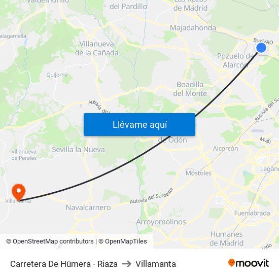 Carretera De Húmera - Riaza to Villamanta map