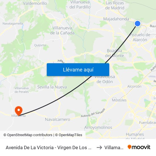Avenida De La Victoria - Virgen De Los Olmos to Villamanta map