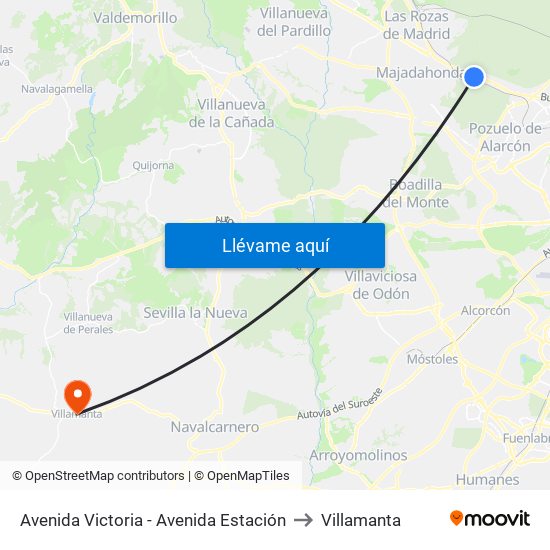 Avenida Victoria - Avenida Estación to Villamanta map